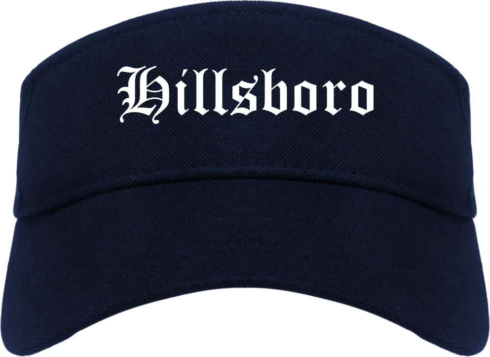 Hillsboro Illinois IL Old English Mens Visor Cap Hat Navy Blue
