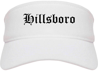 Hillsboro Illinois IL Old English Mens Visor Cap Hat White