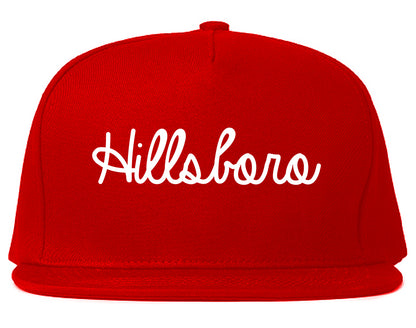Hillsboro Ohio OH Script Mens Snapback Hat Red