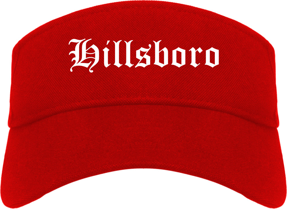 Hillsboro Ohio OH Old English Mens Visor Cap Hat Red