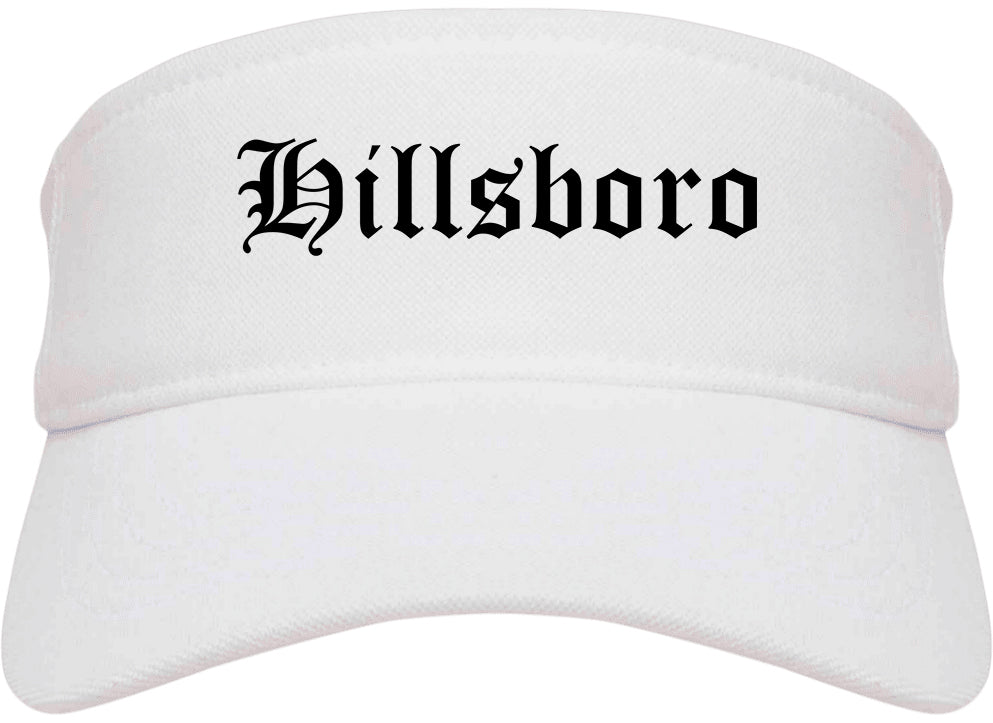 Hillsboro Ohio OH Old English Mens Visor Cap Hat White