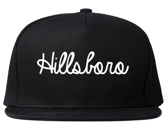 Hillsboro Oregon OR Script Mens Snapback Hat Black