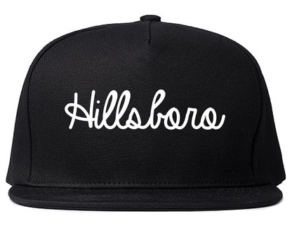 Hillsboro Oregon OR Script Mens Snapback Hat Black