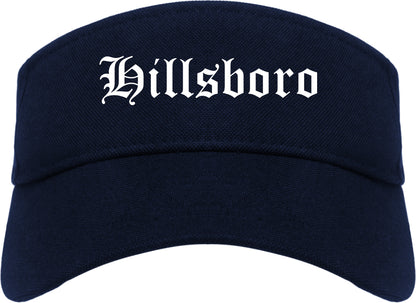 Hillsboro Oregon OR Old English Mens Visor Cap Hat Navy Blue