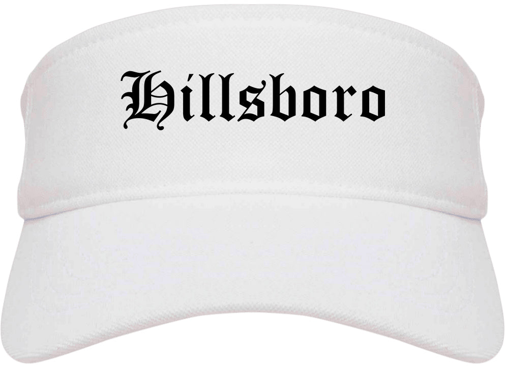 Hillsboro Texas TX Old English Mens Visor Cap Hat White