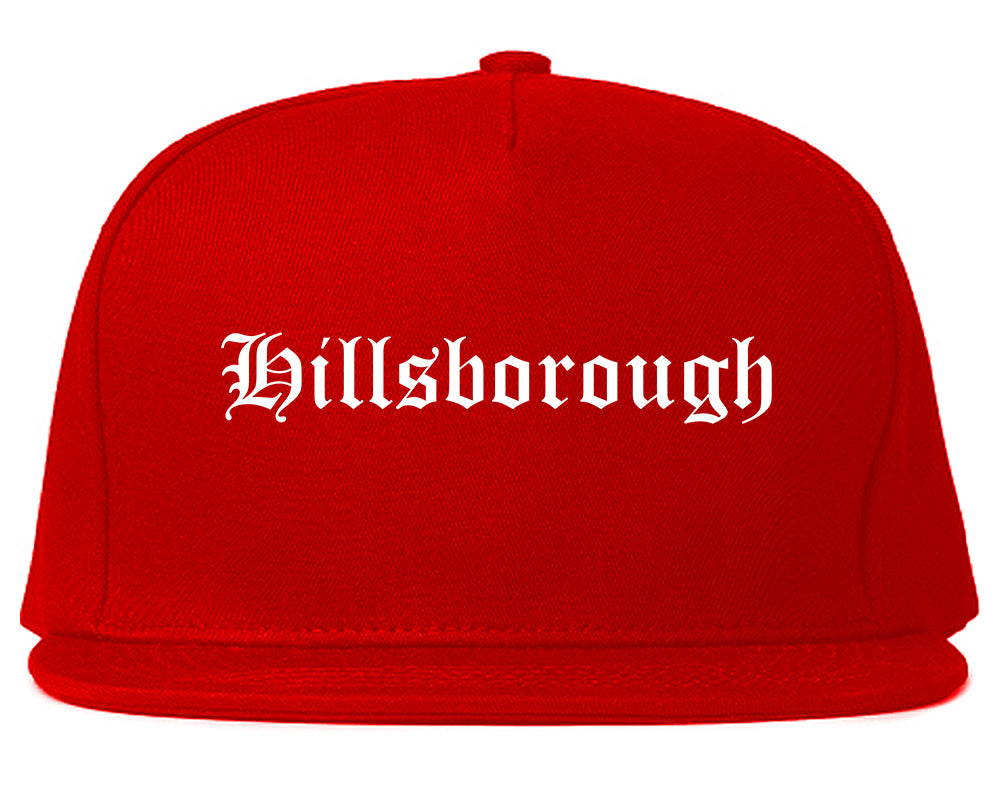 Hillsborough California CA Old English Mens Snapback Hat Red
