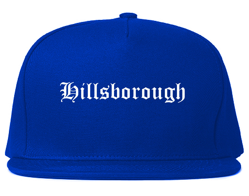 Hillsborough California CA Old English Mens Snapback Hat Royal Blue