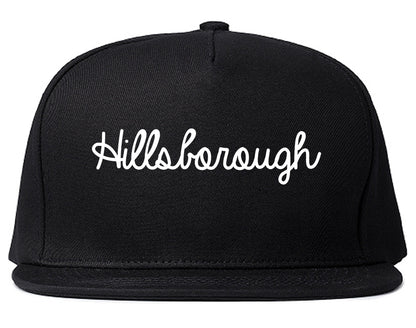 Hillsborough California CA Script Mens Snapback Hat Black