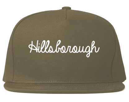 Hillsborough California CA Script Mens Snapback Hat Grey