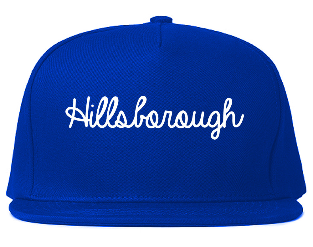 Hillsborough California CA Script Mens Snapback Hat Royal Blue