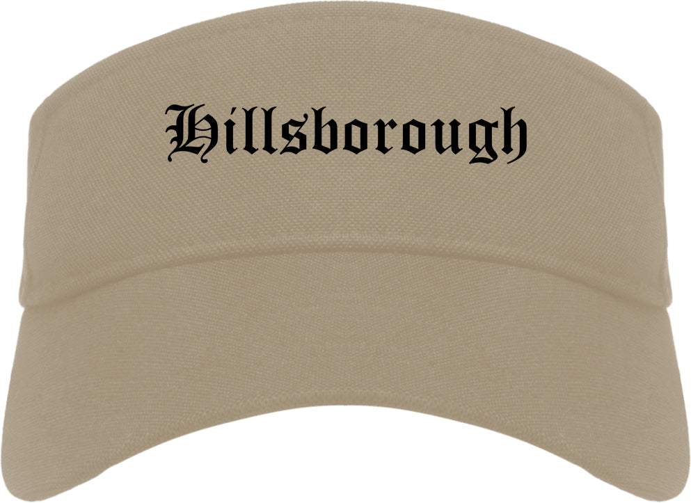 Hillsborough California CA Old English Mens Visor Cap Hat Khaki