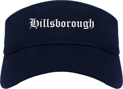 Hillsborough California CA Old English Mens Visor Cap Hat Navy Blue