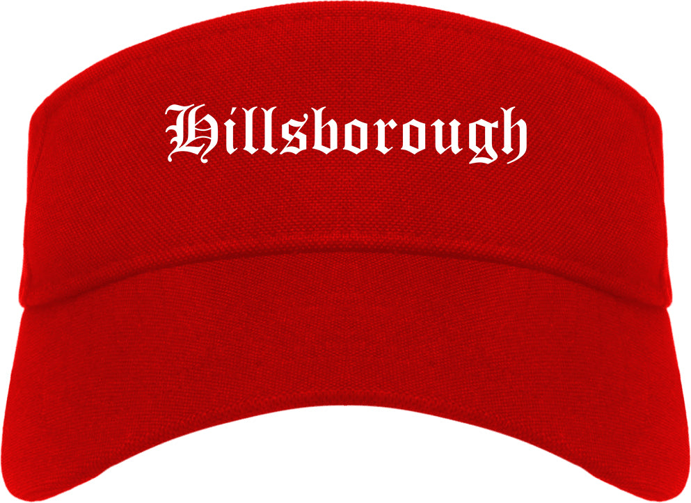 Hillsborough California CA Old English Mens Visor Cap Hat Red