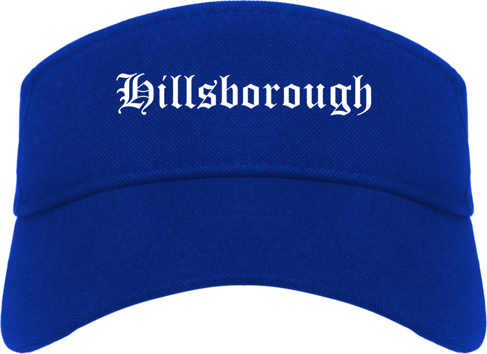 Hillsborough California CA Old English Mens Visor Cap Hat Royal Blue