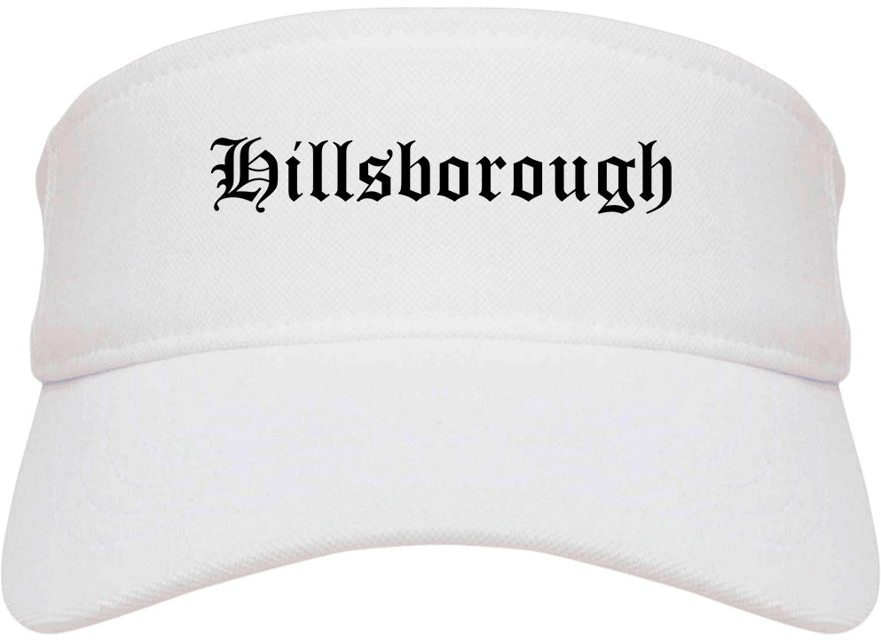 Hillsborough California CA Old English Mens Visor Cap Hat White