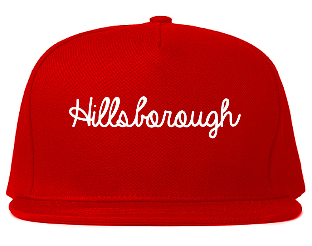 Hillsborough North Carolina NC Script Mens Snapback Hat Red