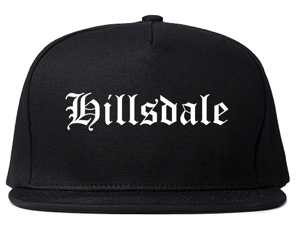 Hillsdale Michigan MI Old English Mens Snapback Hat Black