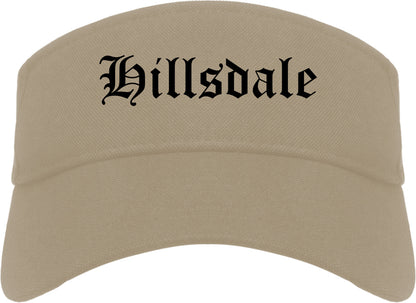 Hillsdale Michigan MI Old English Mens Visor Cap Hat Khaki