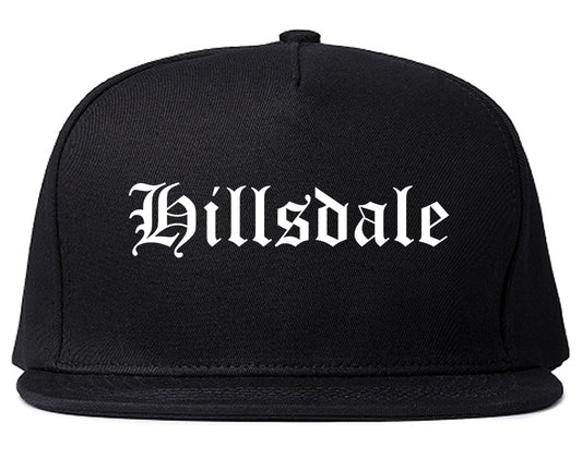 Hillsdale New Jersey NJ Old English Mens Snapback Hat Black