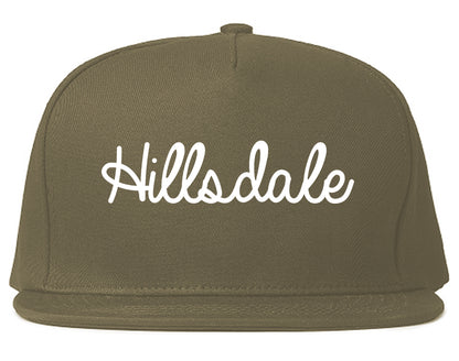 Hillsdale New Jersey NJ Script Mens Snapback Hat Grey