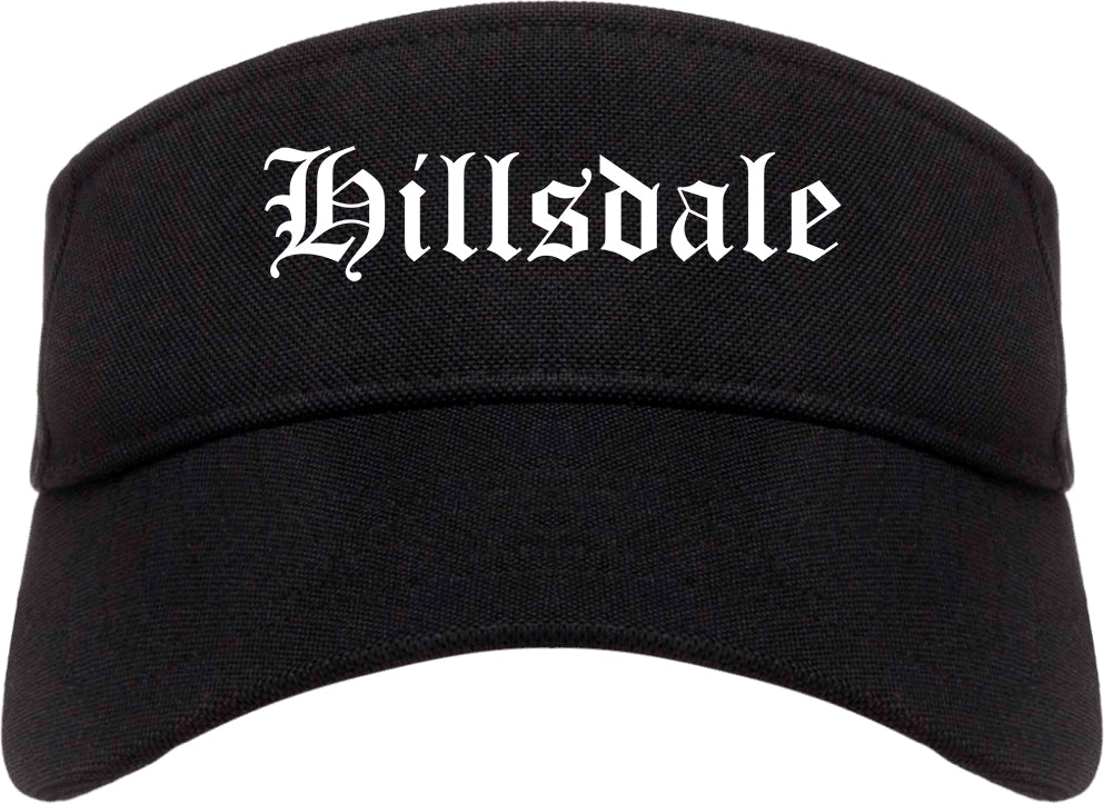 Hillsdale New Jersey NJ Old English Mens Visor Cap Hat Black