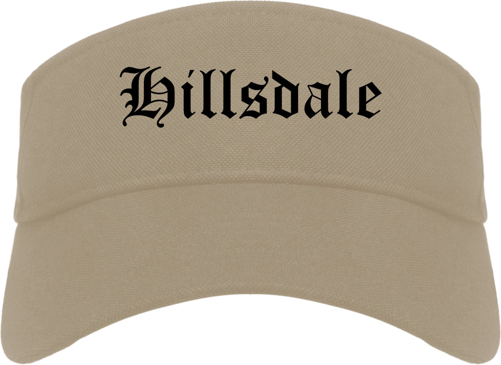 Hillsdale New Jersey NJ Old English Mens Visor Cap Hat Khaki