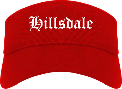 Hillsdale New Jersey NJ Old English Mens Visor Cap Hat Red