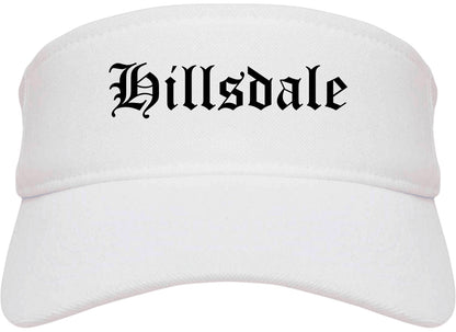 Hillsdale New Jersey NJ Old English Mens Visor Cap Hat White