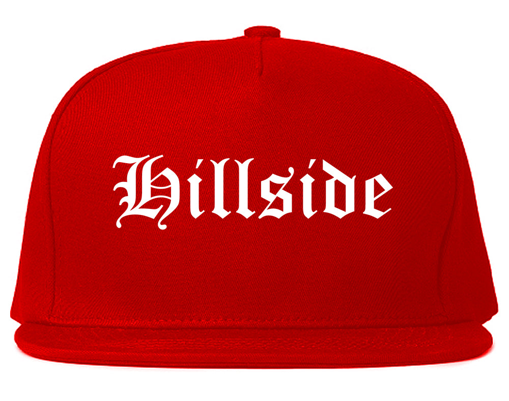 Hillside Illinois IL Old English Mens Snapback Hat Red
