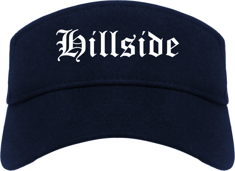 Hillside Illinois IL Old English Mens Visor Cap Hat Navy Blue