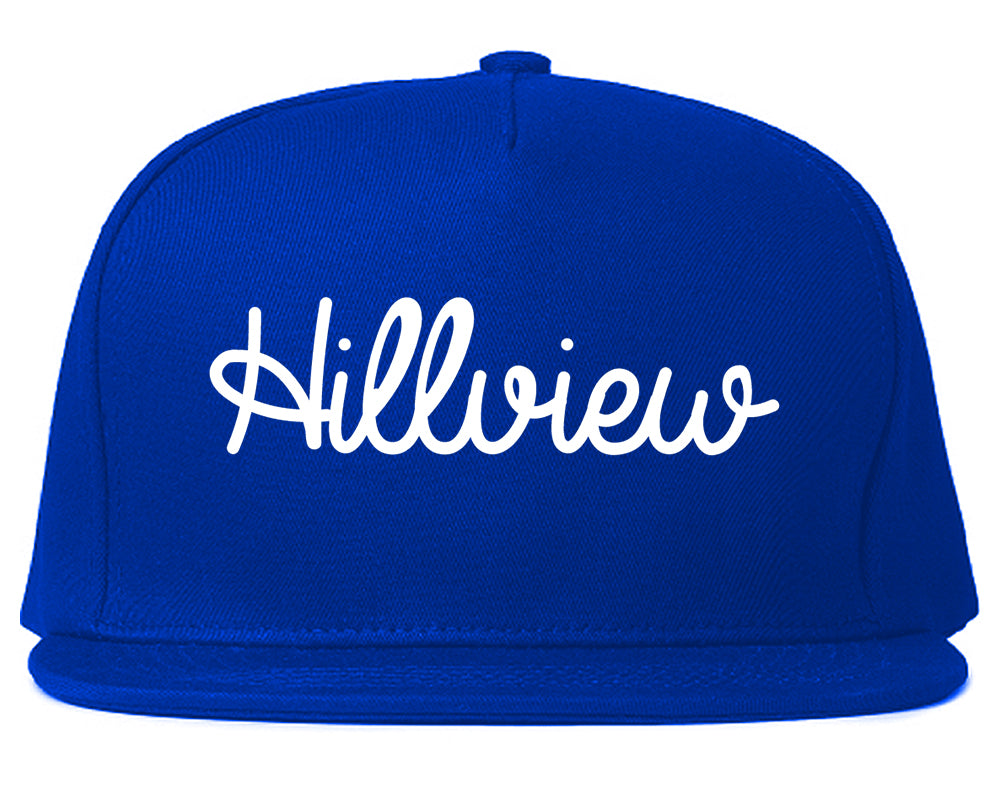 Hillview Kentucky KY Script Mens Snapback Hat Royal Blue