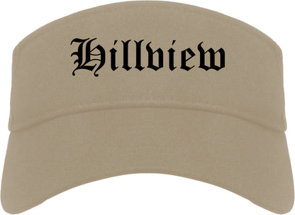 Hillview Kentucky KY Old English Mens Visor Cap Hat Khaki