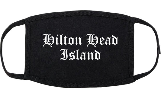 Hilton Head Island South Carolina SC Old English Cotton Face Mask Black