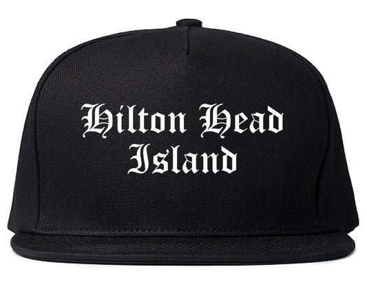 Hilton Head Island South Carolina SC Old English Mens Snapback Hat Black
