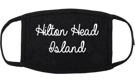 Hilton Head Island South Carolina SC Script Cotton Face Mask Black