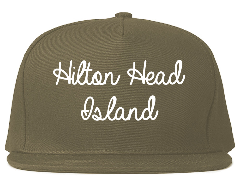 Hilton Head Island South Carolina SC Script Mens Snapback Hat Grey