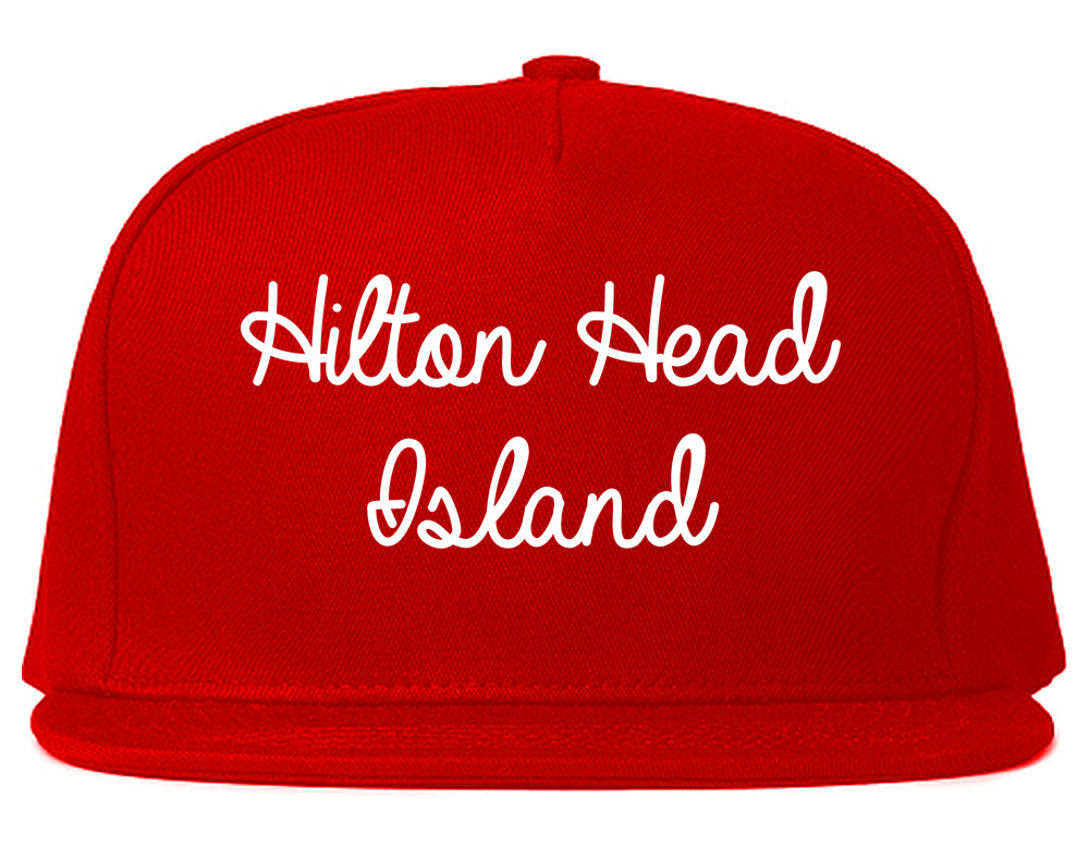 Hilton Head Island South Carolina SC Script Mens Snapback Hat Red