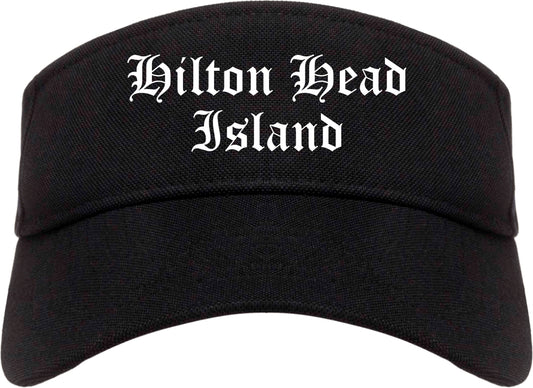 Hilton Head Island South Carolina SC Old English Mens Visor Cap Hat Black