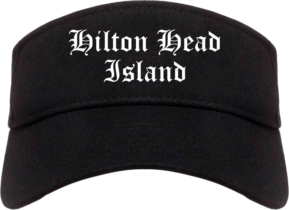 Hilton Head Island South Carolina SC Old English Mens Visor Cap Hat Black