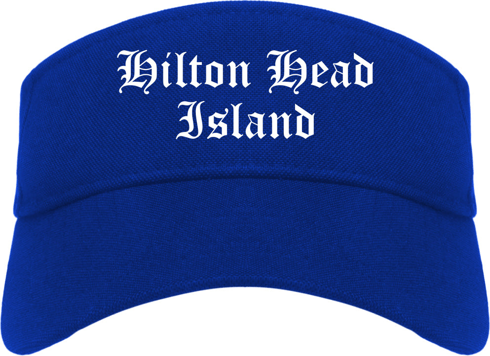 Hilton Head Island South Carolina SC Old English Mens Visor Cap Hat Royal Blue
