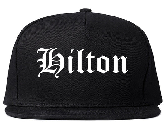 Hilton New York NY Old English Mens Snapback Hat Black