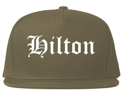 Hilton New York NY Old English Mens Snapback Hat Grey