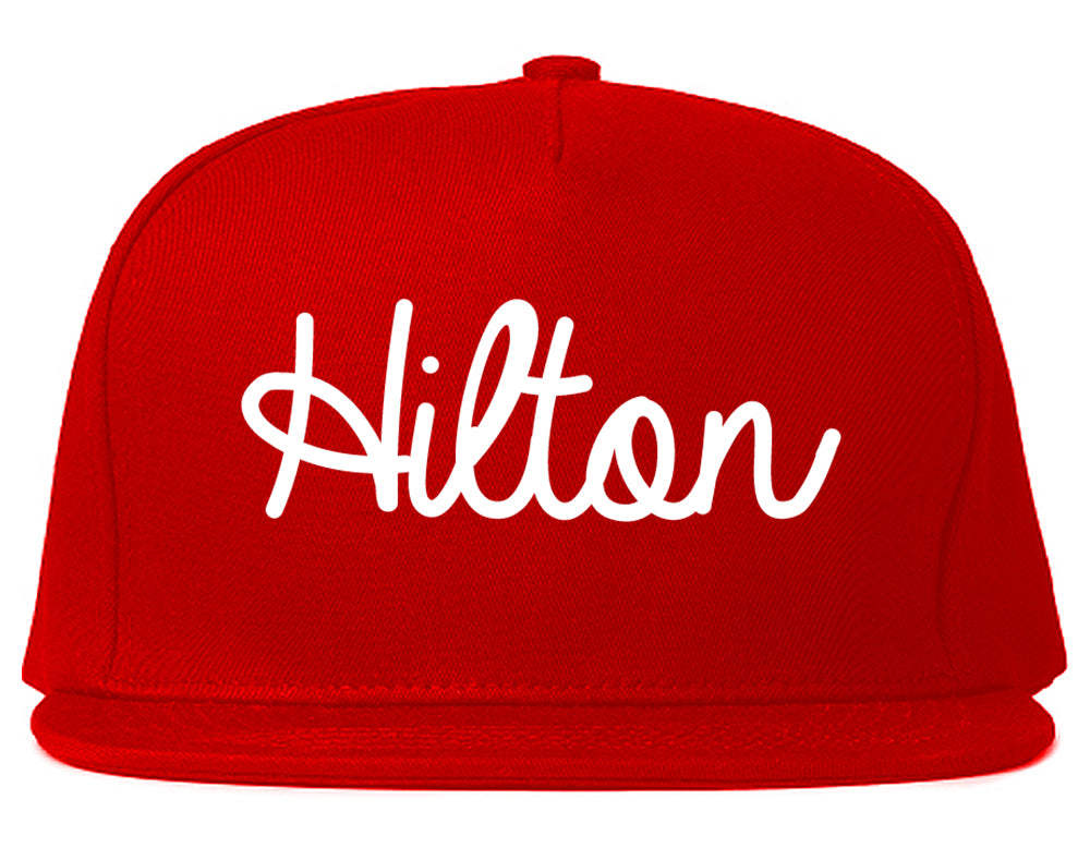 Hilton New York NY Script Mens Snapback Hat Red