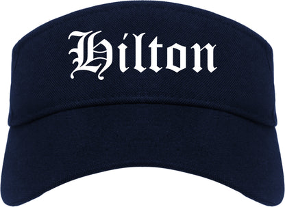 Hilton New York NY Old English Mens Visor Cap Hat Navy Blue