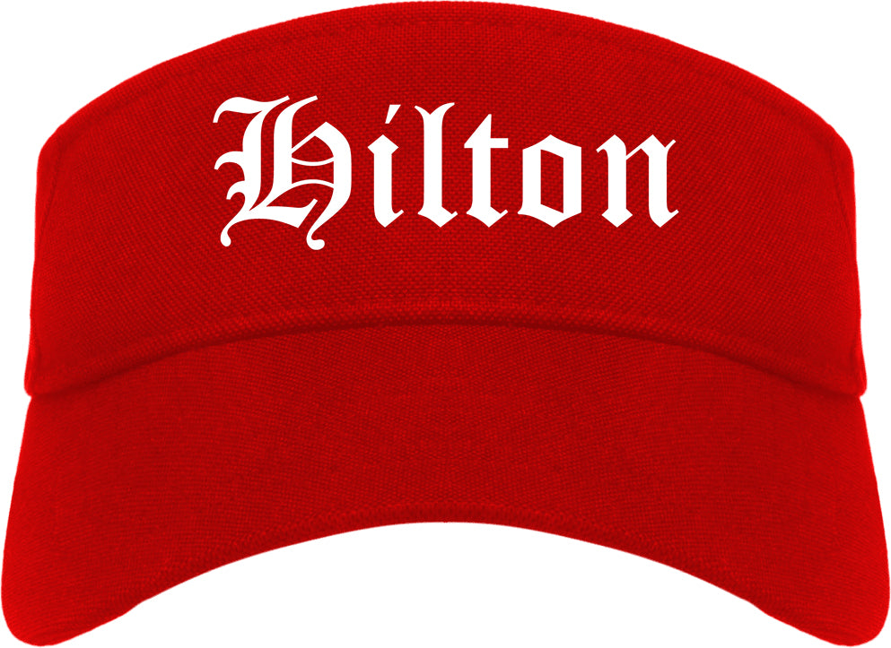 Hilton New York NY Old English Mens Visor Cap Hat Red