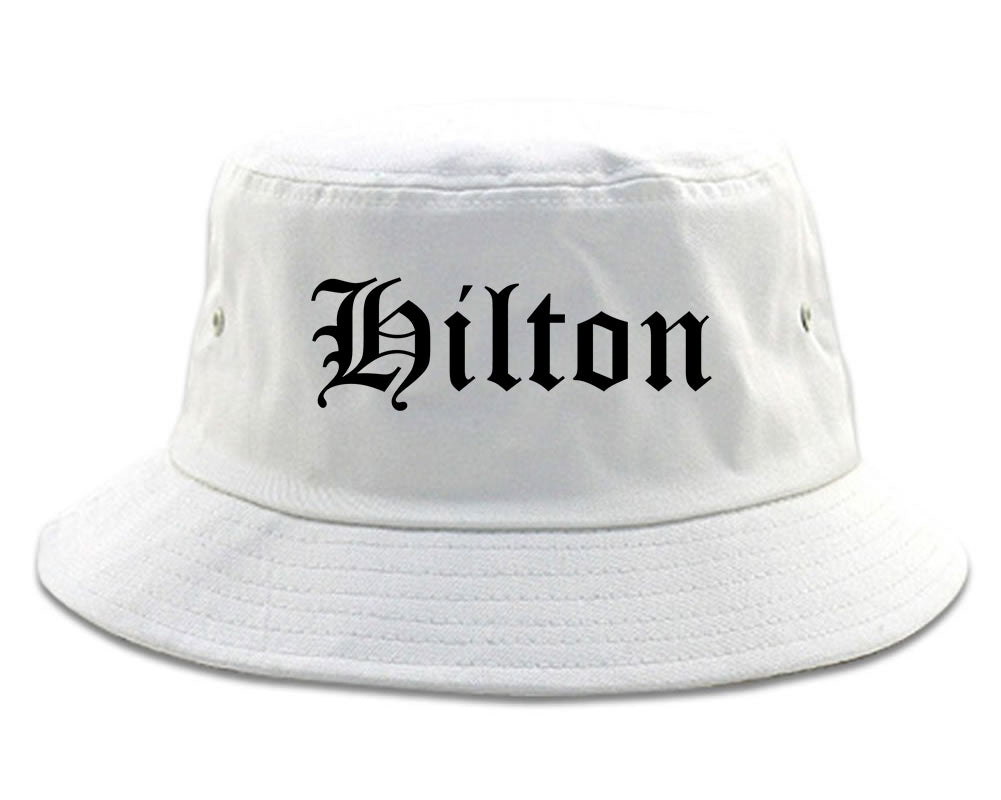Hilton New York NY Old English Mens Bucket Hat White