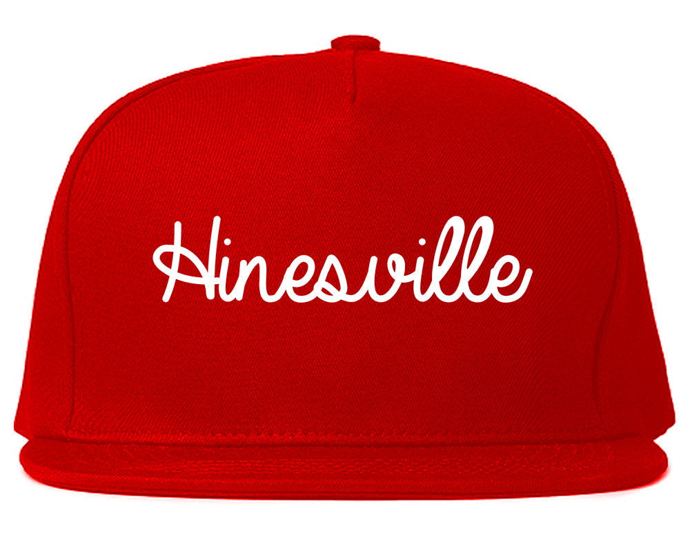 Hinesville Georgia GA Script Mens Snapback Hat Red