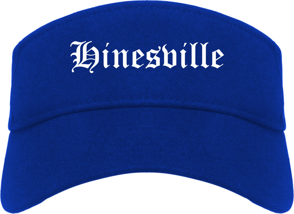 Hinesville Georgia GA Old English Mens Visor Cap Hat Royal Blue