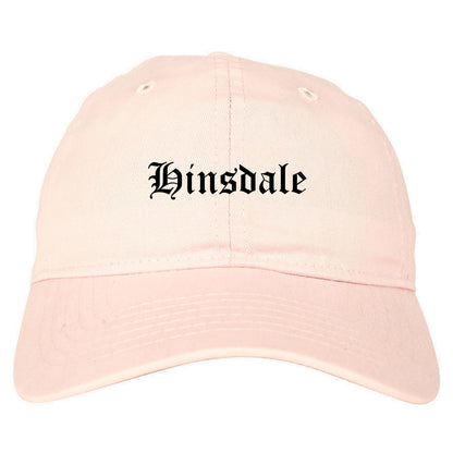 Hinsdale Illinois IL Old English Mens Dad Hat Baseball Cap Pink