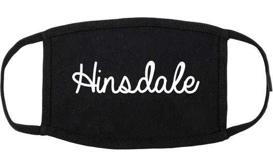 Hinsdale Illinois IL Script Cotton Face Mask Black